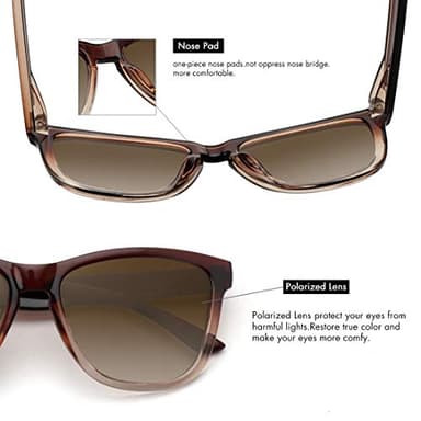 MEETSUN Polarized Sunglasses for Women Men Classic Retro Designer Style (Ombre Brown Frame/Gradient Lens, 54) - Image 5