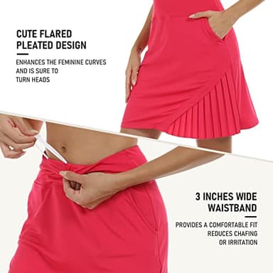 MoFiz 20" Golf Skorts Skirts for Women 4 Pockets Knee Length Tennis Skort Womens High Waist Casual Athletic Tennis Skirt Rose Red L - Image 5