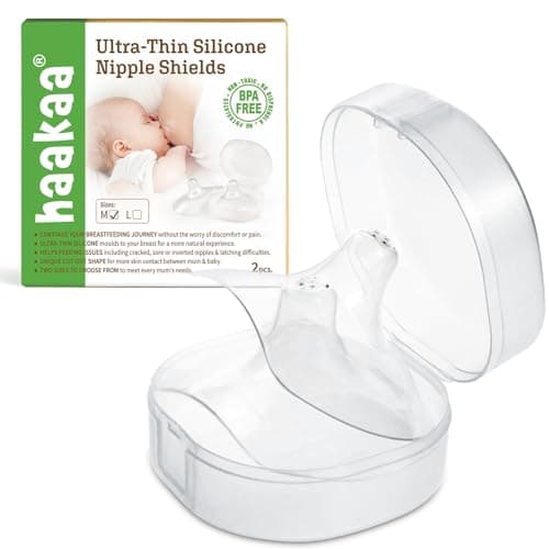 haakaa Nippleshield Silicone Nipple Shields for Breastfeeding with Carry Case Ultra-Thin Super-Soft (18mm, 2pk) - Image 1