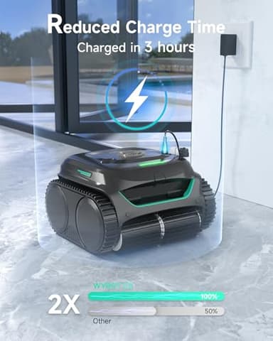 WYBOT C2 Robotic Pool Cleaner, Cordless Pool Vacuum for Inground Pools up to 2152 Sq.ft, Dual Filtration, Powerful Suction, Wall Climbing and Waterline Cleaning, Lasts 180Mins Runtime, App Scheduling - Image 8