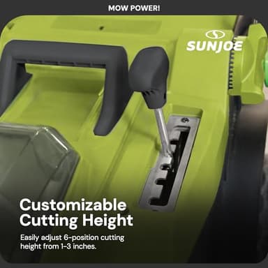 Sun Joe 24 Volt 17 Inch Mulching Walk Behind Lawn Mower with 11 Gallon Grass Catcher, 6 Position Height Adjustment, Battery and Charger, 24V-X2-17LM - Image 6