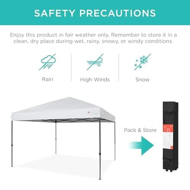 Best Choice Products 10x10ft 1-Person Setup Pop Up Canopy Tent Instant Portable Shelter w/ 1-Button Push, Case, 4 Weight Bags - White - Image 5