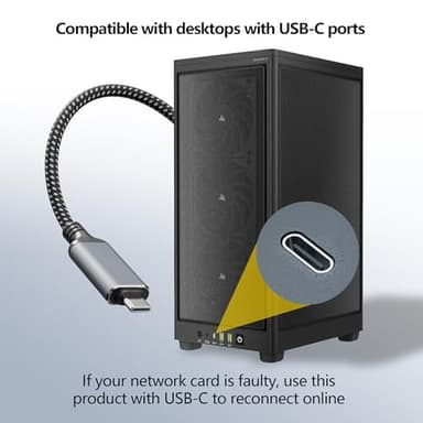 USB C to Ethernet Cable 25 FT, Driver-Free Type C to RJ45, Thunderbolt 3/4 Compatible, Plug & Play, Nylon Braided, 1Gbps Gigabit LAN for MacBook Pro/Air, iPhone 15 Pro/Max, Dell XPS, Galaxy S8-S23 - Image 5