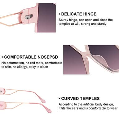 STORYCOAST Oversized Square Sunglasses for Women Fashion Large Shield Shades UV400 Protection (Pink Frame-Gray Pink Lens, 62) - Image 5