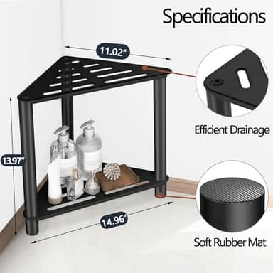 VOTZAAQ Shower Foot Rest, Shower Stool for Inside Shower, Stainless Steel Waterproof Shower Stool for Shaving Legs - Corner Bathroom Bench Seat with Storage Shelf for Small Shower Spaces - Image 2