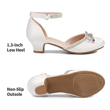 DREAM PAIRS Girls Dress Shoes Closed Toe Low Heels Ankle Strap Pumps for Toddler Little Big Kid Flower Party Wedding Princess,Size 13 Little Kid,White,SDFL2318K - Image 6