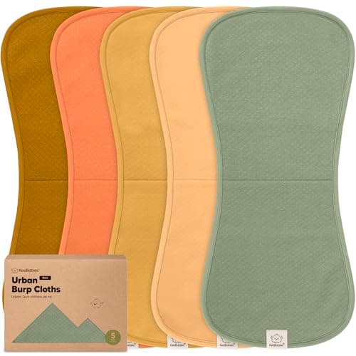KeaBabies 5-Pack Organic Burp Cloths Baby Girl, Boy - Extra Large, Absorbent Baby Burp Cloths, Soft Burping Cloths for Babies, Newborn Burp Clothes, Cotton Burp Rags, Thick Burp Cloth (Phase/Quin) - Image 1