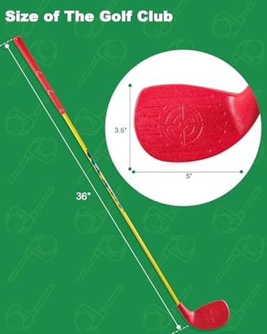 4 Pack Red Golf Clubs with 5” x 3.5” Oversized Heads and 36” Lightweight Carbon Shaft Perfect for Outdoor Yard Games - Image 2