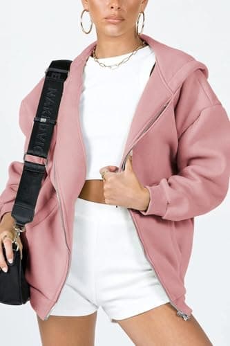 PRETTYGARDEN Women's 2025 Zip Up Y2K Hoodies Casual Long Sleeve Sweatshirts Fall Winter Track Jackets with Pockets (Pink,Large) - Image 2
