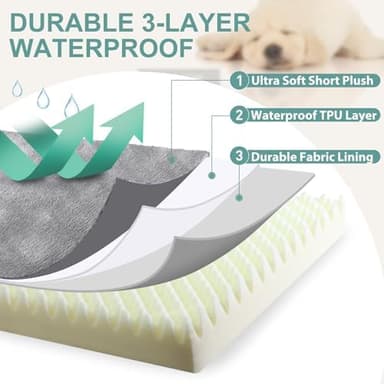 Waterproof XL Dog Beds Large Sized Dog, Outdoor Orthopedic Washable Crate Pad 42 inch, Extra Large Foam Pet Bed with Durable Removable Cover Reversible, XLarge Anti-Slip Kennel Pads, 41"x27", Gray - Image 3