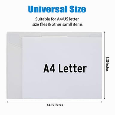 Sooez 10 Pack Plastic Envelopes File Folders, Clear Folder for Document US Letter A4 Size Poly Envelopes with Label Pockets for School Home Work Office Organizer, Clear - Image 2