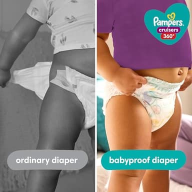 Diapers Size 5, 128 Count and Baby Wipes - Pampers Pull On Cruisers 360° Fit Baby Diapers with Stretchy Waistband, ONE MONTH SUPPLY with Sensitive Wipes, 6X Pop-Tops, 336 Count (Packaging May Vary) - Image 2