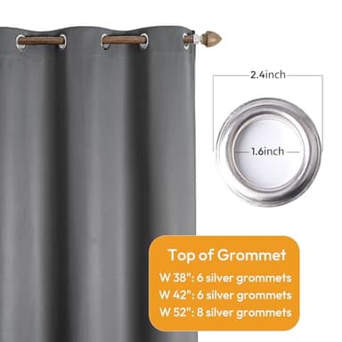 NANPIPER 100% Blackout Curtains for Bedroom 84 Inch Length 2 Panels Set, Solid Thermal Insulated Energy Saving Window Treatment Curtains Grommet Top Drapes, W42 x L84 Inches, Charcoal Gray - Image 3