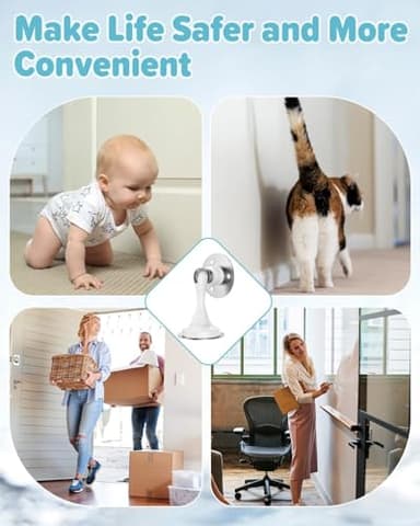 Door Stoppers Magnetic Door Catch - 6 Pack Stainless Steel Heavy Duty Door Stops for Bottom of Door, Wall & Floor Mounting No-Drill Strong Adhesive & Screws, Strong Door Holder to Keep Door Open,White - Image 7