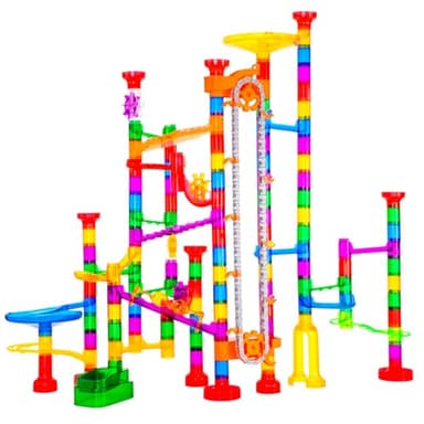 247Pcs Marble Run with Motorized Elevator, Construction Building Blocks Toys with 30 Glass Marbles and 30 Glow in The Dark Marbles, STEM Gifts for Boys and Girls - Image 4