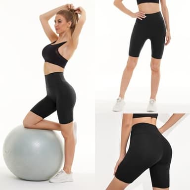 3 Pack Biker Shorts for Women – 8" Black High Waisted Tummy Control for Gym Workout Athletic Cheerleading Yoga - Image 2