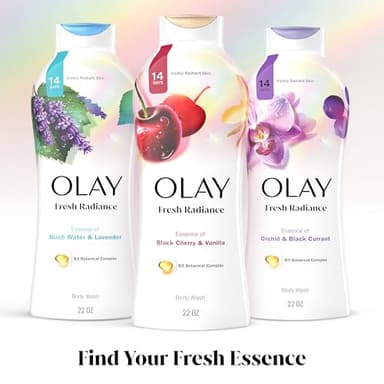 Olay Body Wash for Women, Fresh Radiance, Refreshing & Renewing, Made with Plant Based Cleansers, B3 Botanical Complex, For All Skin Types, Black Cherry & Vanilla Scent, 22 fl oz - Image 8