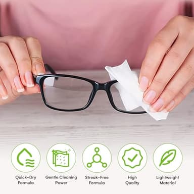 Care Touch Lens Wipes for Eyeglasses- 210 Count Individually Wrapped Pre- Moistened Wipes, 5 x 6 Inch- Camera Lens, Sunglasses and Glasses Cleaner,- Gentle and Portable for Cleaning of Optical Devices - Image 5