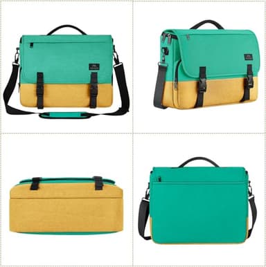 MATEIN School Bag, 15.6 inch Messenger Bag Lightweight Men's Laptop Briefcase with Adjustable Shoulder Strap, Water Resistant Crossbody Satchel Computer Case for College Work, Yellow & Green - Image 5
