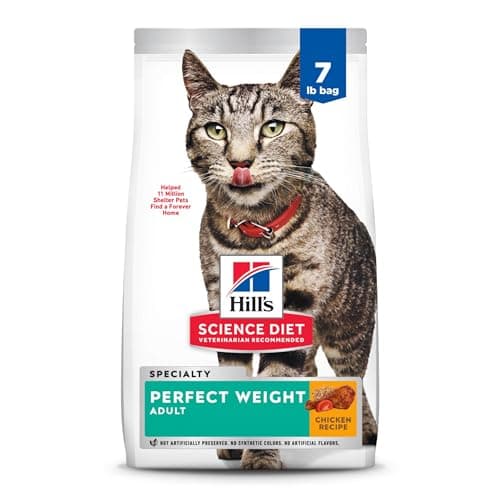 Hill's Science Diet Perfect Weight, Adult 1-6, Weight Management Support, Dry Cat Food, Chicken Recipe, 7 lb Bag - Image 1