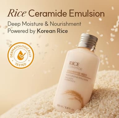 The Face Shop Rice Ceramide Moisturizing Emulsion - Rice Extract - Lightweight Face Moisturizer - Brightening - Hydrating Targets Dryness - Strengthens Skin Barrier - Face Lotion - Korean Skin Care - Image 2