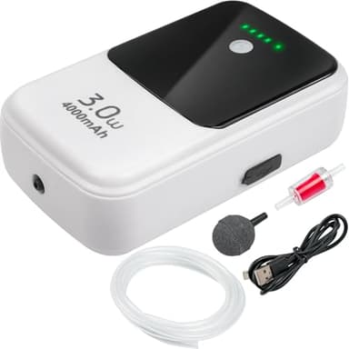 Ghosthorn Silent Dual Operating Mode Rechargeable Aerator for Fish, Large Capacity Aquarium Air Pump with Universal Clip for Most Bait Buckets 4000mAh - Image 1