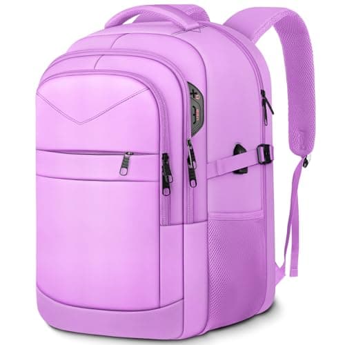 Lapsouno Laptop Backpack, Travel Laptop Backpack, 15.6 Inch Carry on Backpack with USB Port, Anti Theft TSA Travel Bag for Women, College School Backpack for Women, Light Purple - Image 1