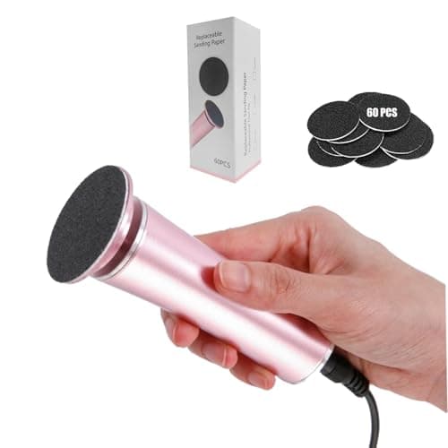 Electric Foot File Callus Remover Professional Foot Sander Grinder Scrubber Foot File Pedicure Tools Adjustable Speed 60 Replacement Sandpaper disc Easy to Remove Cutin Dead Skin calluses-Rose Gold - Image 1