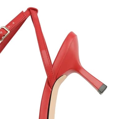 AIUNIIND Women's Sandals Square Open Toe Kitten Heels Strappy Ankle Strap Sandals for Women Comfort Dress Party Shoes Red 9 - Image 4