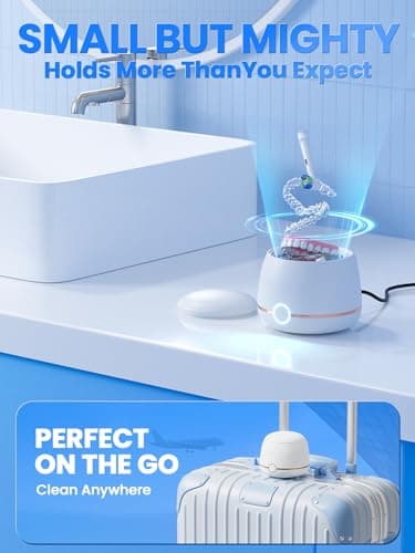Dental Ultrasonic Retainer Cleaner Machine: Nicwell 200ML Denture Cleaner, Deep Cleaning Mouth Guard Cleaner, Aligner Cleaner, NightGuard Cleaner with Protection Design for Braces, Oral Dental & Tray - Image 7