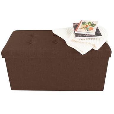 Lavish Home Ottoman Set of 2 - Ottoman Foot Rest, Linen Chest, or Storage Bench Set - 30in Ottomans for Living Room, Bedroom, Dorm Storage (Brown) - Image 7