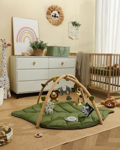 Blissful Diary Baby Play Gym & Activity Mat, Oversize Leaf Shaped Baby Play Mat w 6 Detachable Toys, Tummy Time Mat Promote Motor Skills & Sensory Development Mat, Newborn Infant Baby Essentials Gift - Image 7