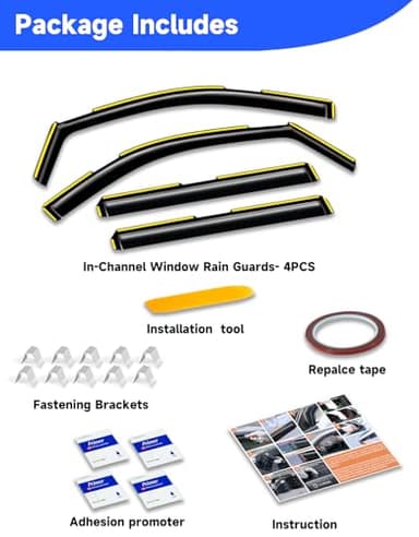 Breejoy in-Channel Rain Guards Fit for Truck Chevy Silverado 1500/GMC Sierra 1500 2019-2025 Crew Cab Window Rain Guards Visors Vent Visors Window Deflector Vent Shades Car Accessories -4 pcs - Image 9