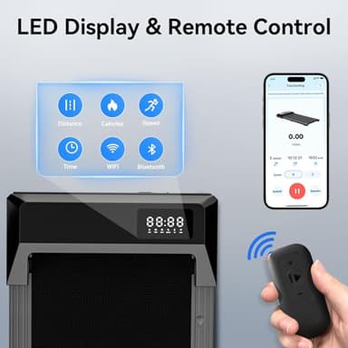 SupeRun Walking Pad, Under Desk Treadmill for Home Office, LED Display, 2.5 HP Quiet Walking Jogging Machine，No-Assembly Walking pad Treadmill with APP and Remote Control, 300 lbs Capacity - Image 8