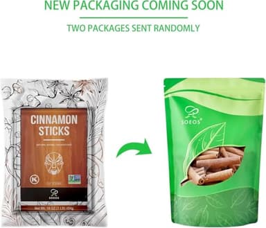 Soeos Cinnamon Sticks, 16 oz (454g), 3.5" Length, 100% Raw, Non-GMO, Kosher Certified, Whole Cinnamon Sticks Seasoning Spice for Coffee, Baking, Cooking and Beverages - Image 3