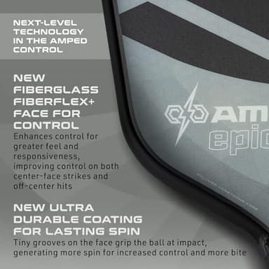 Selkirk Sport Amped Control Pickleball Paddle | Assembled in The USA | Next-Gen FiberFlex+ Face & Ultra Durable Spin Coating | 16mm X5 Core for Unrivaled Precision & Control | Epic Midweight Gray - Image 5