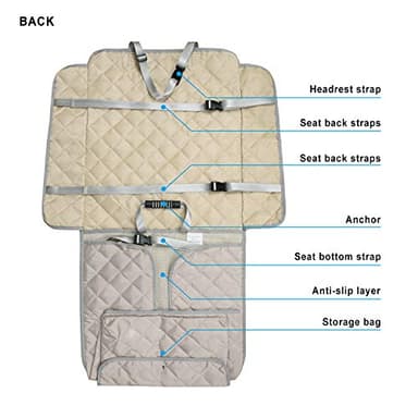 Bark Lover Deluxe Dog Seat Cover for Front Seat-More Durable Waterproof Front Seat Protector, High Heat Resistant and Nonslip Front Seat Cover for Dogs Kids, Universal Size (Beige) - Image 6