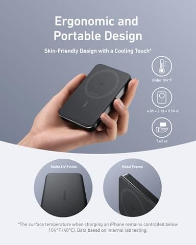 Anker MagGo Power Bank, Ultra-Slim 10,000mAh Magnetic Battery Pack, Qi2 Certified 15W Ultra-Fast MagSafe Compatible Portable Charger, Ergonomic Design, for iPhone17/16/15/14 Series Only（Not for Pixel） - Image 4