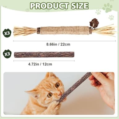 WOUSEDO 6 Pack Silvervine Sticks Cat Toy, Natural Chew Stick for Dental Care Teeth Cleaning,Matatabi Cat nip Treat Toys for Indoor Cats& Kittens - Image 7