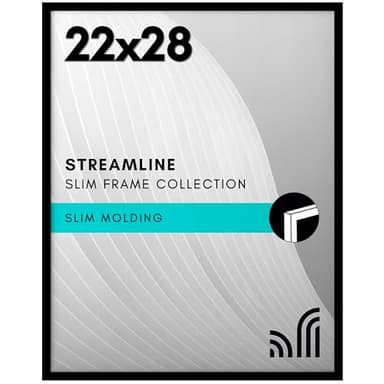 Americanflat 22x28 Poster Frame with Polished Plexiglass - Streamline Collection - Thin Border Picture Frame for Wall Display - Hanging Hardware Included - Black - Image 1