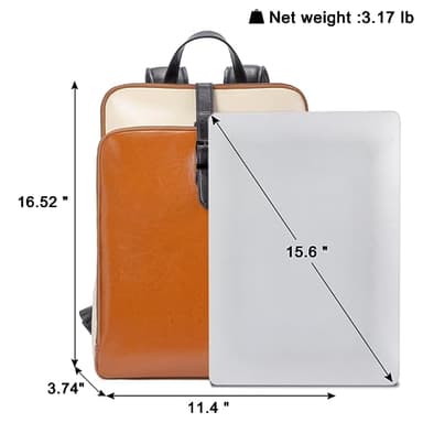 CLUCI Leather Backpack for Women, 15.6 inch Laptop Bag, Large Genuine Work Backpack Travel Back - Image 4