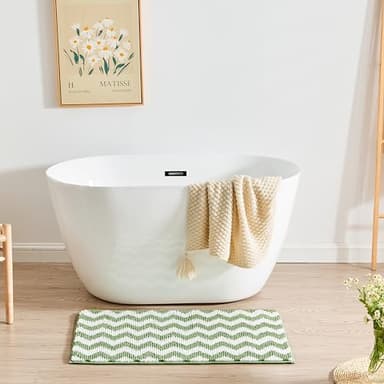 CozeCube Chenille Bathroom Rugs 36" x 24", Soft Microfiber Chevron Bath Mats for Bathroom, Non Slip Shaggy Bath Rugs Machine-Washable, Plush Absorbent Shower Mat, Sage Green - Image 5