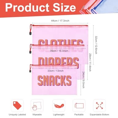 KUIRAN 3pcs Hospital Bag Organizing Pouches for Labor and Delivery, Maternity Essentials Diaper Bag Organizer for Mom Travel - Pink - Image 2