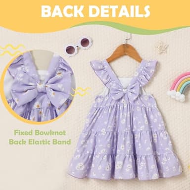 DeeFant Toddler Girl Dress 4-5T Girls Summer Dress Toddler Floral Dresses Fly Sleeveless Casual Beach Toddler Sundress Purple - Image 6