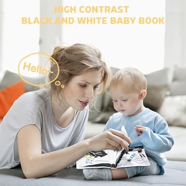 iAOVUEBY Baby Gift Set for Newborn, Bee Basket, High Contrast Baby Book Toys 0-6 Months Infant Rattle Socks Blanket Hat Onesie Baby Gifts Essentials for Girls Boys - Image 3