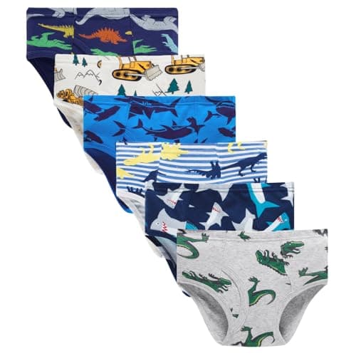 Boboking Little Boys Briefs Dinosaur Truck Toddler Kids Underwear (Pack of 6) 5/6Y - Image 1