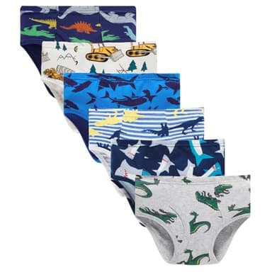 Boboking Little Boys Briefs Dinosaur Truck Toddler Kids Underwear (Pack of 6) 5/6Y - Image 1