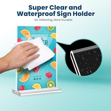 Acrylic Sign Holder, 5x7, 15 Pack Vertical Clear Table Menu Display, Double Sided, Plastic Stand, Suitable for Restaurants, Office, Store, Fair - Image 5
