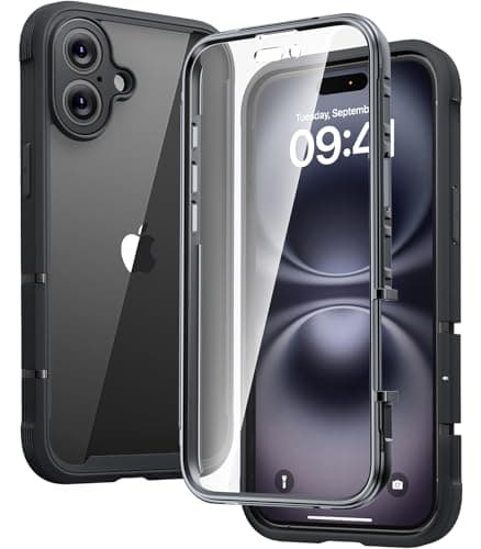 Diaclara Designed for iPhone 16 Case, Full Body Rugged Case with Built-in Touch Sensitive Anti-Scratch Screen Protector, with Camera Protection for iPhone 16 6.1" (Black) - Image 1