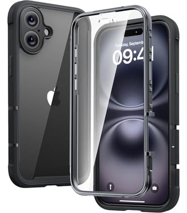Diaclara Designed for iPhone 16 Case, Full Body Rugged Case with Built-in Touch Sensitive Anti-Scratch Screen Protector, with Camera Protection for iPhone 16 6.1" (Black) - Image 1